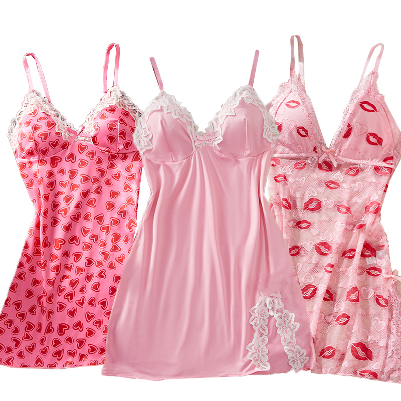 Baby Products Shop - Sexy Women's Suspender Sleeping Dress Printed