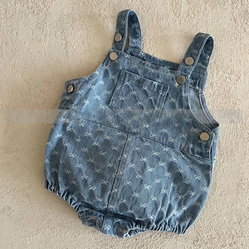 Baby Girls Bow Printed Denim C - Baby Products Korean review and price